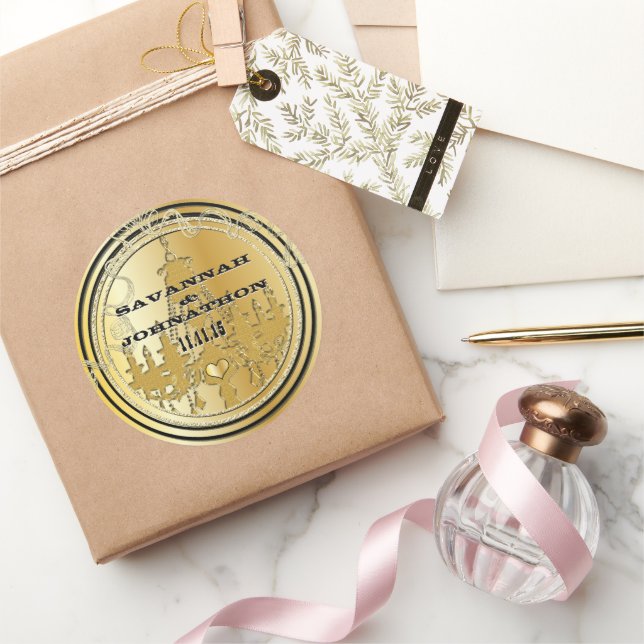 Adesivo Casamentos de Chandelier de Dourada e Preto Musica (Presentear)