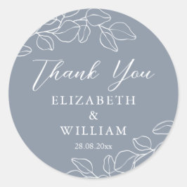 Adesivo Casamentos de Eucalipto Azul Empoeirado Obrigado