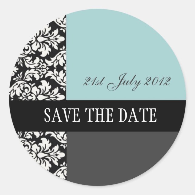 Adesivo Casamentos tema damasco azuis e pretas (Frente)