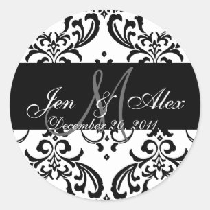 Adesivo Casamentos tema damasco Monogramas Noivos