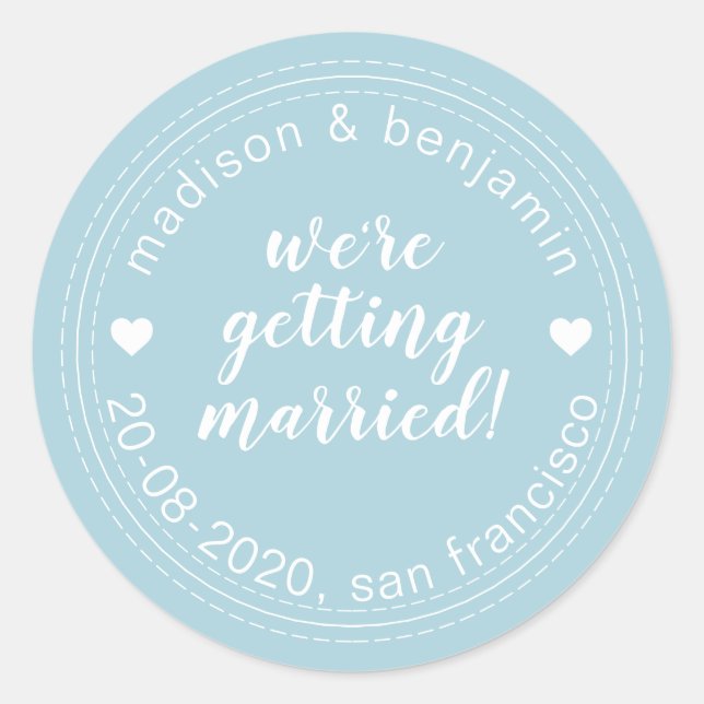 Adesivo Casando-se Salve a Data Azul (Frente)