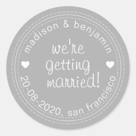 Adesivo Casando-se Salve a Data Envelope Selo da Cinza