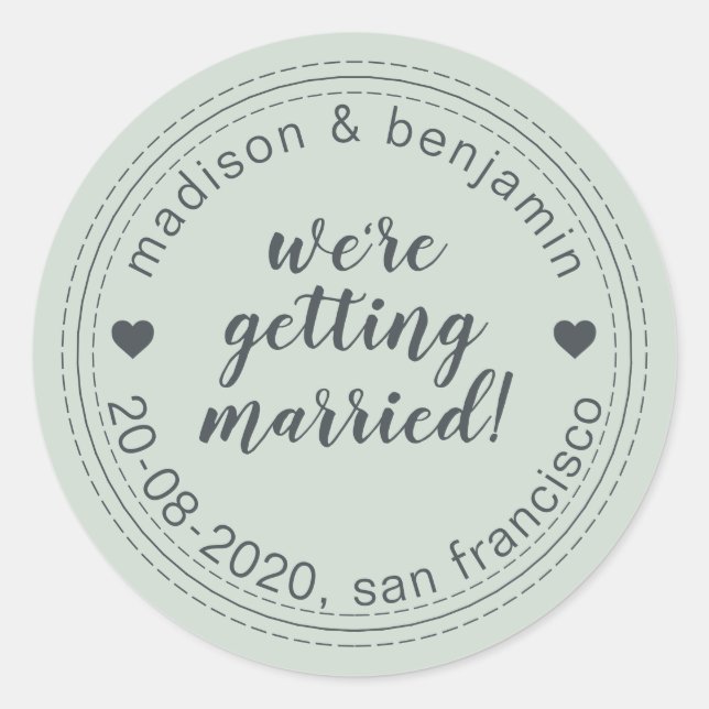 Adesivo Casando-se Salve a data Pastel Verde (Frente)