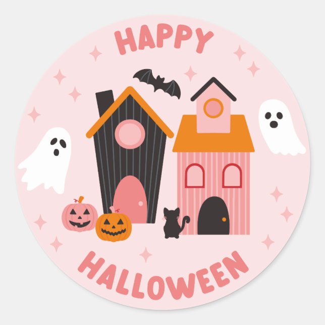 Adesivo Casas Assombradas de Halloween Cute Spooky (Frente)