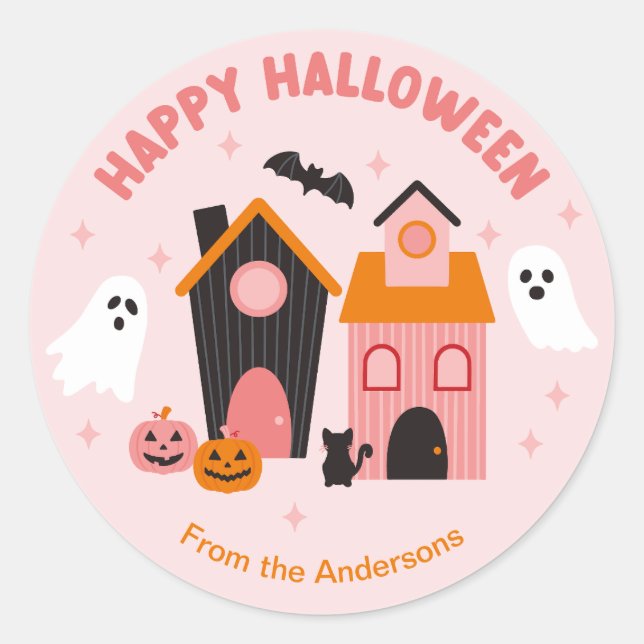 Adesivo Casas Assombradas de Halloween Cute Spooky (Frente)