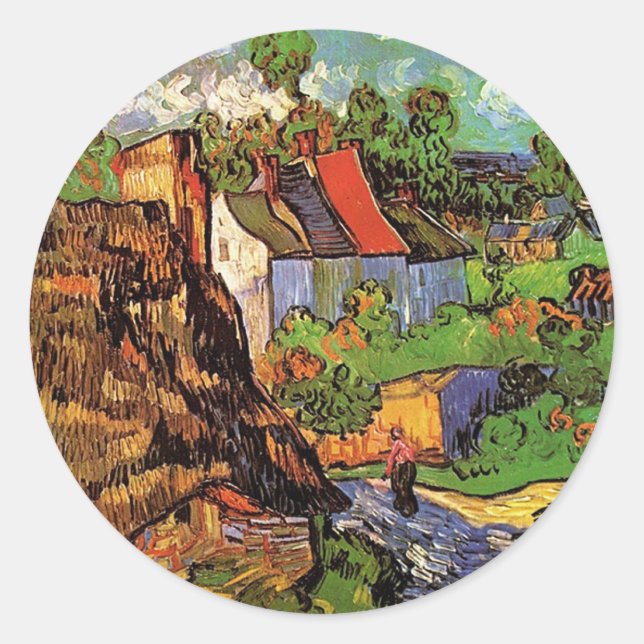 Adesivo Casas em Auvers, Vincent van Gogh. Aldeia (Frente)