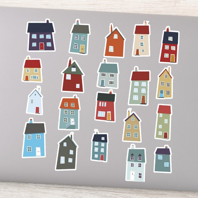 Adesivo Casas Pequenas, Casas e Algodão (Little houses and cottages die cut stickers)