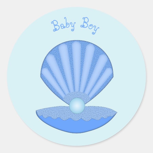Adesivo Casca de Ostra Blue Baby Boy e Pearl personalizado (Frente)