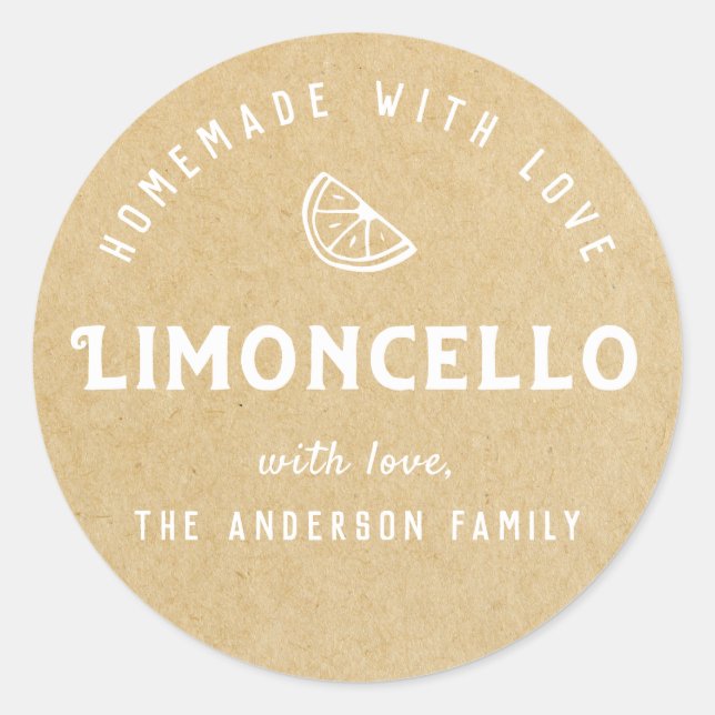 Adesivo Caseiro com Amor Limoncello Kraft Moderno (Frente)