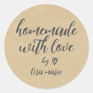 Adesivo Caseiro com Amor Papel Kraft Personalizado