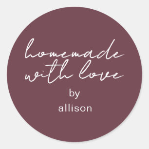 Adesivo Caseiro com Amor Presente Personalizado Borgonha