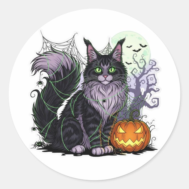 Adesivo Casinha-Aranha - Maine Coon Halloween (Frente)