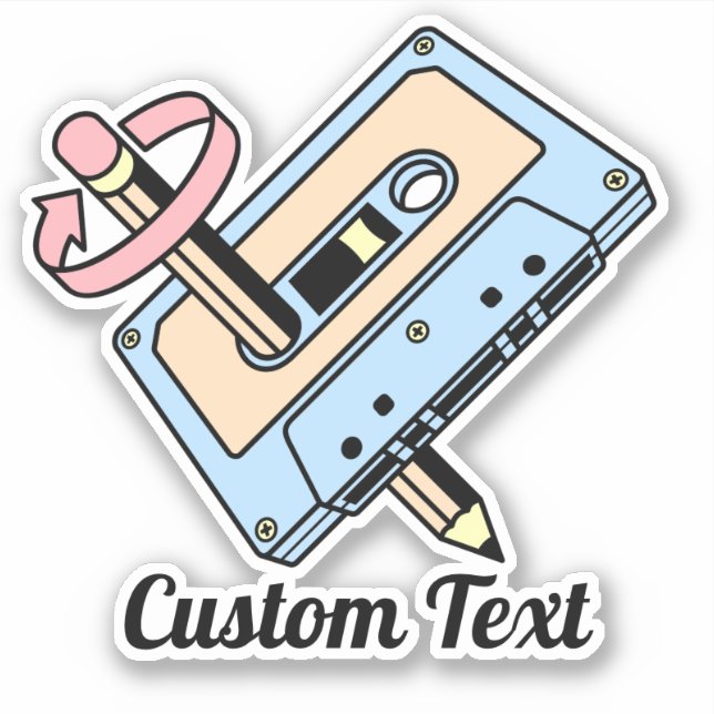 Adesivo Cassete de áudio com lápis (Frente)