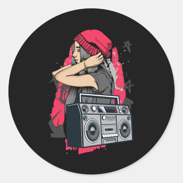 Adesivo Cassete de Hip Hop Music Girl dos anos 80 e 90 (Frente)