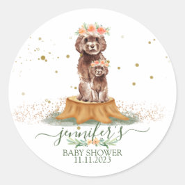 Adesivo Castanho Cavapoo com Chá de fraldas Floral