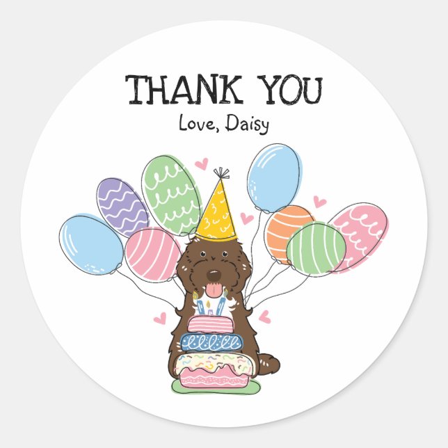 Adesivo Castanho Cockapoo Cavapoo Aniversário Favorito Eti (Frente)