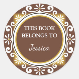 Adesivo Castanho Decorativo Da Biblioteca De Livros