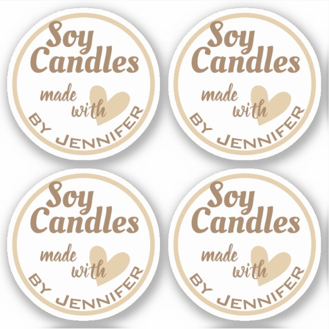 Adesivo Castanho e Branco feito com velas bege amorosas (Frente)