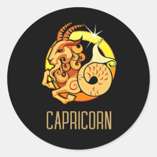 Adesivo Castanho e ouro, Capricórnio zodiano, preto