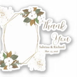 Adesivo Castanho Moderno E Creme Floral Obrigado Favoritos