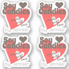 Adesivo Castanho Vermelho bonito feito com velas de soja a