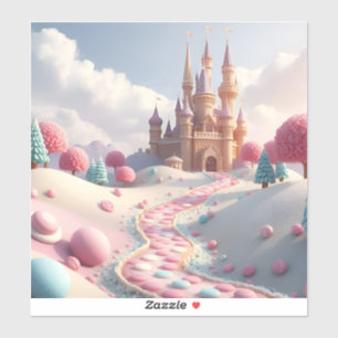 Adesivo Castelo de Fada de Camada Branca de Neve Rosa-Rosa