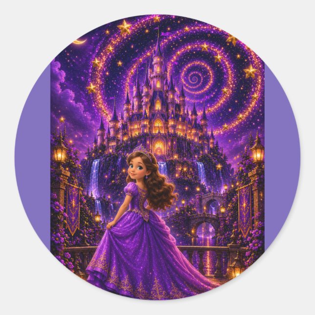Adesivo Castelo de Princesa Fantasia Roxa | Cosmo Mágico (Frente)