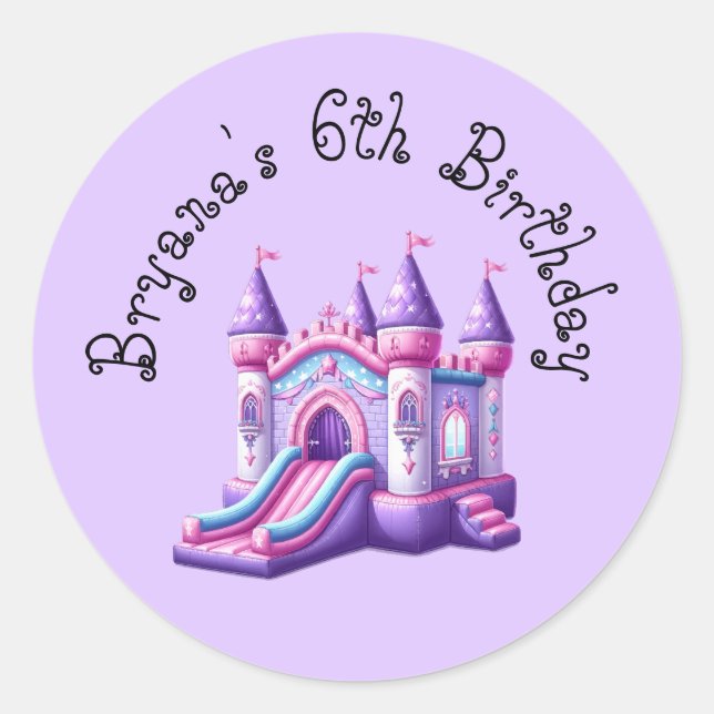Adesivo Castelo Inflável Roxo Rosa Princesa Festa (Frente)