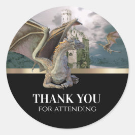Adesivo Castelo Medieval Dragão de Bronze Aniversário Metá