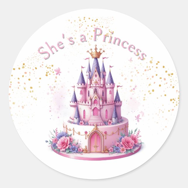 Adesivo Castelo Rosa Ela É Uma Princesa  (Frente)