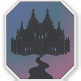 Adesivo Castelo Silhueta Aurora Boreal Caminho Sinusoide