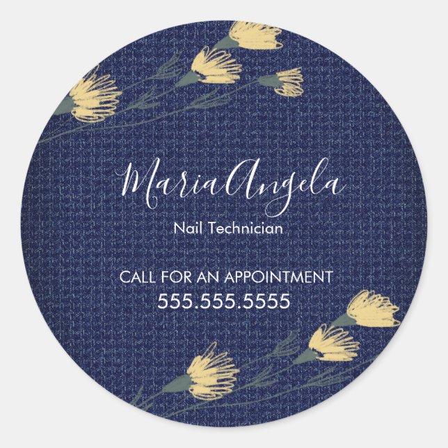 Adesivo Casual Denim e Flores Selvagens Beleza Salônica (Frente)