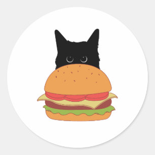 Adesivo Cat ama Cheeseburger