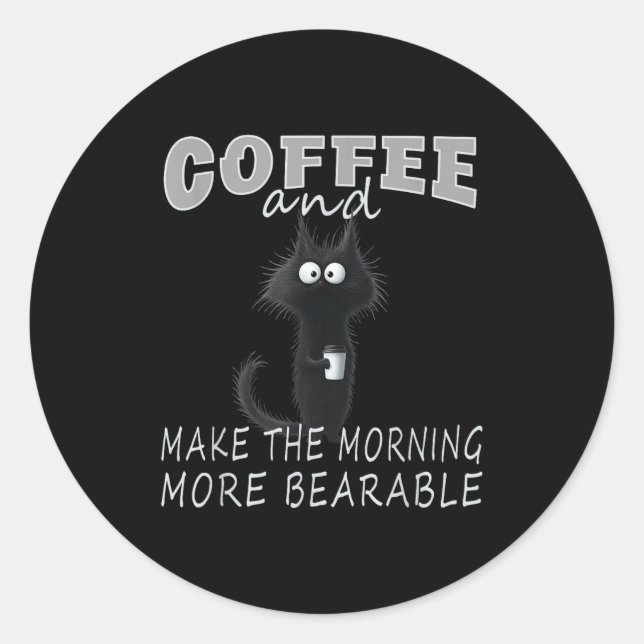 Adesivo Cat And Coffee Tee Design, Funny-cat Morning Humor (Frente)