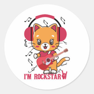 Adesivo Cat and Rock Eu sou Rockstar Legal Cat Banda Rockc