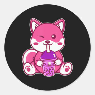 Adesivo Cat Boba Cute Bubble Tea Anime Neko Kawaii para Gi