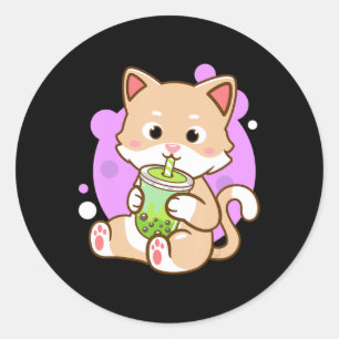 Adesivo Cat Boba Kawaii Bubble Tea Anime Neko Girls Teenag