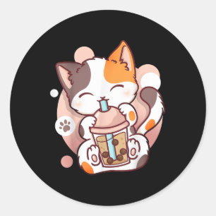 Adesivo Cat Boba Tea Bubble Tea Anime Kawaii Neko