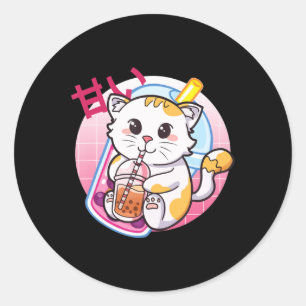 Adesivo Cat Boba Tea Bubble Tea Cat Anime Kawaii Nek
