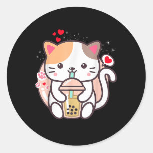 Adesivo Cat Boba Tea Bubble Tea Kawaii Anime Japonês Neko