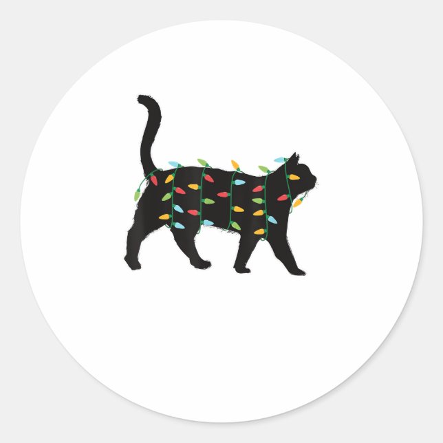 Adesivo Cat Christmas Lights Presente de Natal para Animal (Frente)