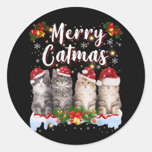 Adesivo Cat Christmas Santa Hat Engraçado Feliz Catmas
