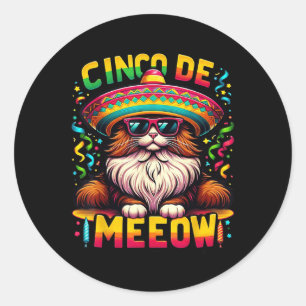 Adesivo Cat Cinco De Meow Partido Mexicano Kids Cinco De M