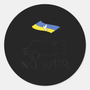 Adesivo Cat Com A Ucrânia Flag Sem guerra, Paz Para A Ucrâ
