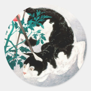 Adesivo Cat com Tomato Plant (1931) por Hiroaki Takahashi