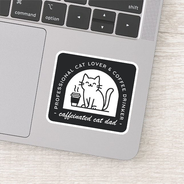 Adesivo Cat dad funny coffee lover (Detalhe)