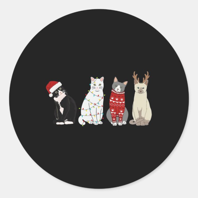 Adesivo Cat de Natal Divertido Gato Amantes de Gato Gato G (Frente)