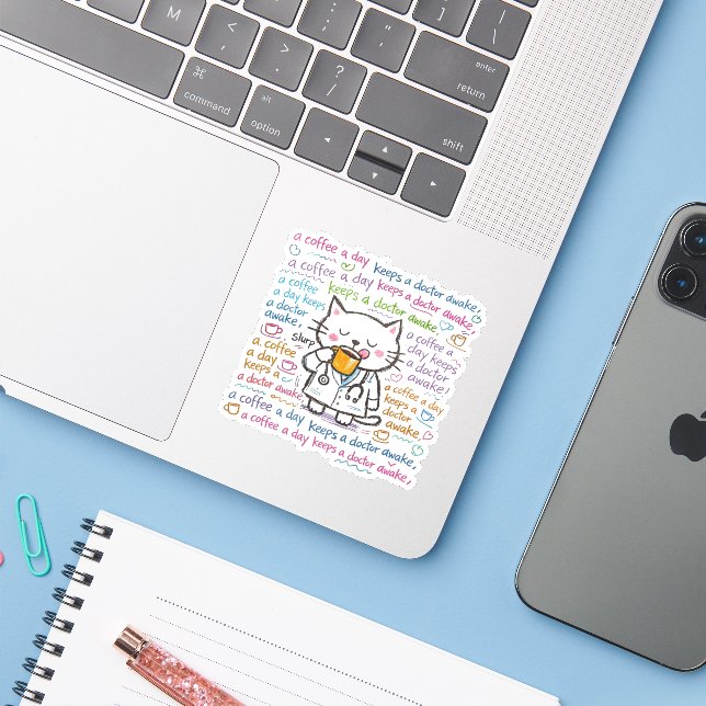 Adesivo cat doctor stickers (Notebook com iPhone)
