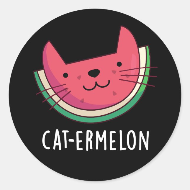 Adesivo Cat-ermelon Funny Cat Watermelon Pun Dark BG (Frente)