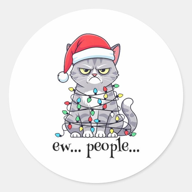 Adesivo Cat Ew People Adult Humor Mens Womens Introvert An (Frente)